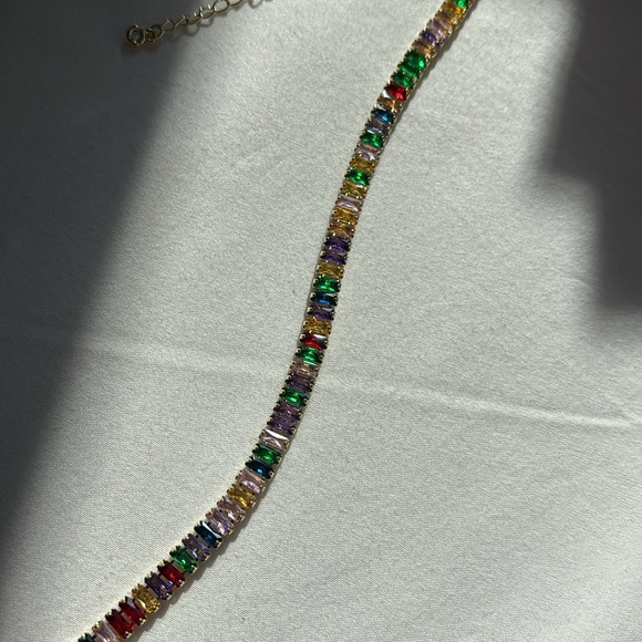 Brand new 14k gold plated 6.50ct gemstone tennis necklace - Picture 3 of 7